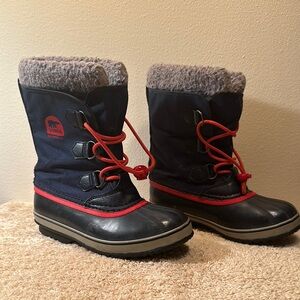 ❄️☃️ Sorel Kids’ Yoot PAC Navy and Red Winter Boots-size 4 ☃️❄️